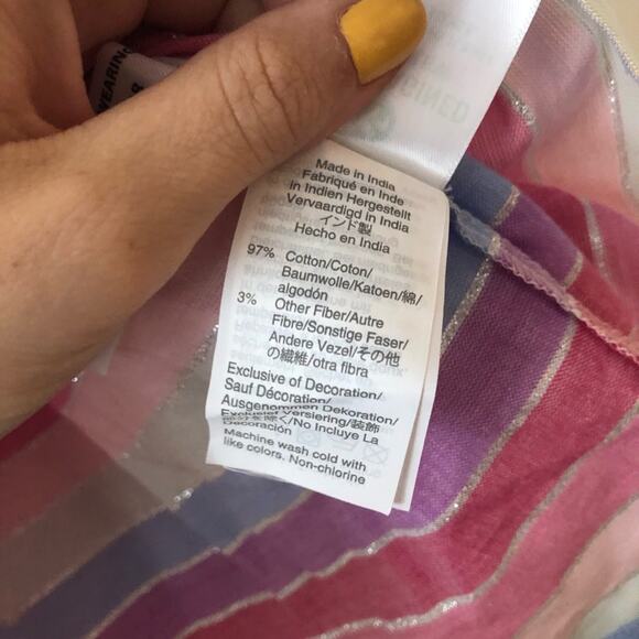 J. Crew Peasant Top in Metallic Pastel Stripe - Picture 8 of 8